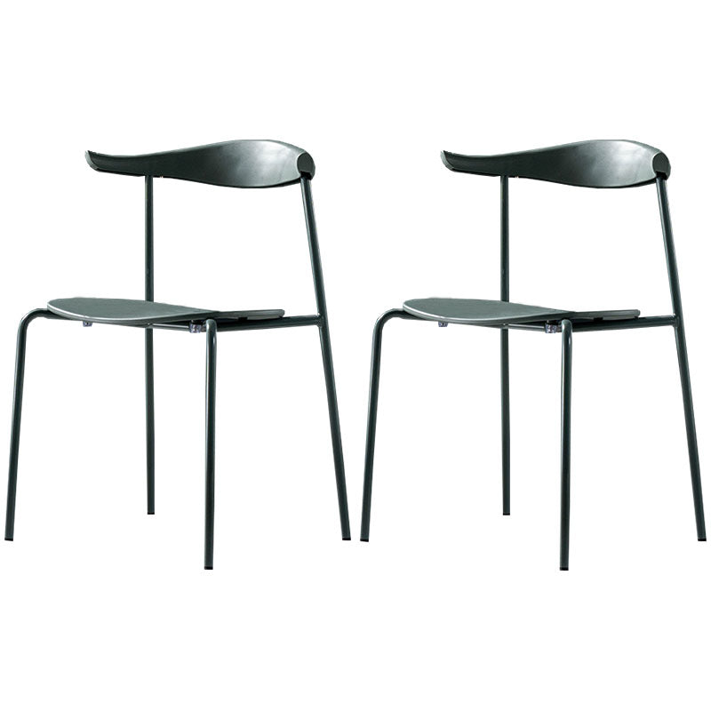 Contemporary Open Back Chair Dining Armless Side Chair with Metal Legs Green 2 Piece Set Clearhalo ' kitchen&dining_furn' 'Dining Chairs' 'Dining Tables & Seating' 'dining_chair' 'furn' 'furn_dining_chair' 'Furniture' 'furniture_dining_chair' 'Kitchen & Dining Furniture' 'kitchen' 4577431