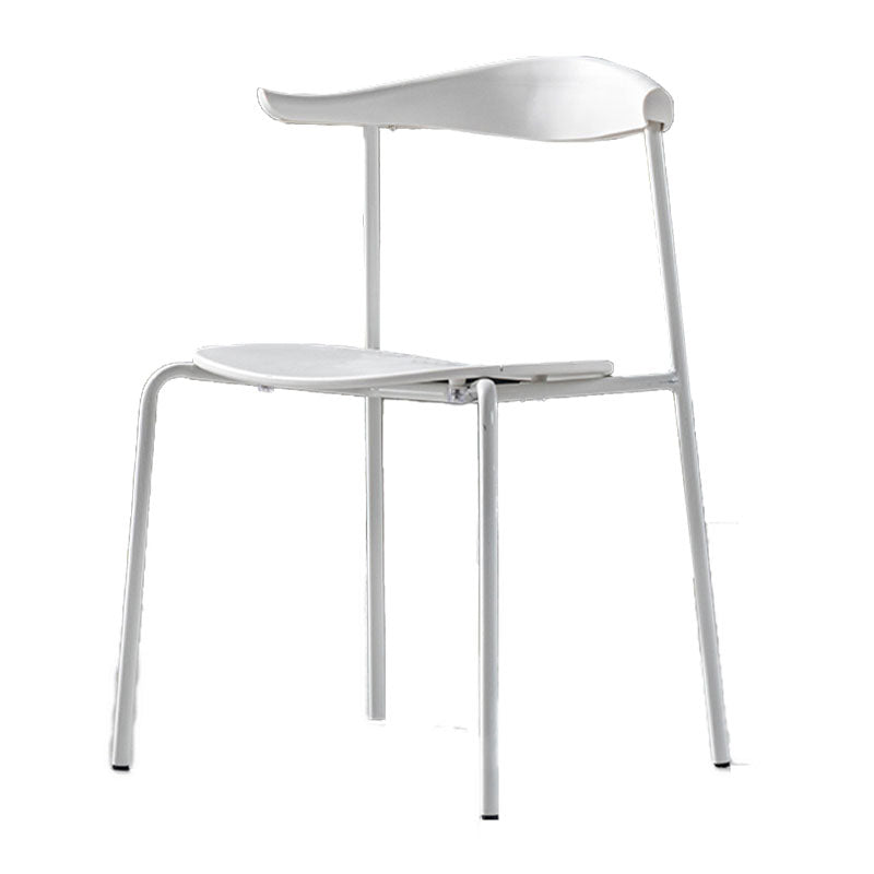 Contemporary Open Back Chair Dining Armless Side Chair with Metal Legs White 1 Piece Clearhalo ' kitchen&dining_furn' 'Dining Chairs' 'Dining Tables & Seating' 'dining_chair' 'furn' 'furn_dining_chair' 'Furniture' 'furniture_dining_chair' 'Kitchen & Dining Furniture' 'kitchen' 4577435