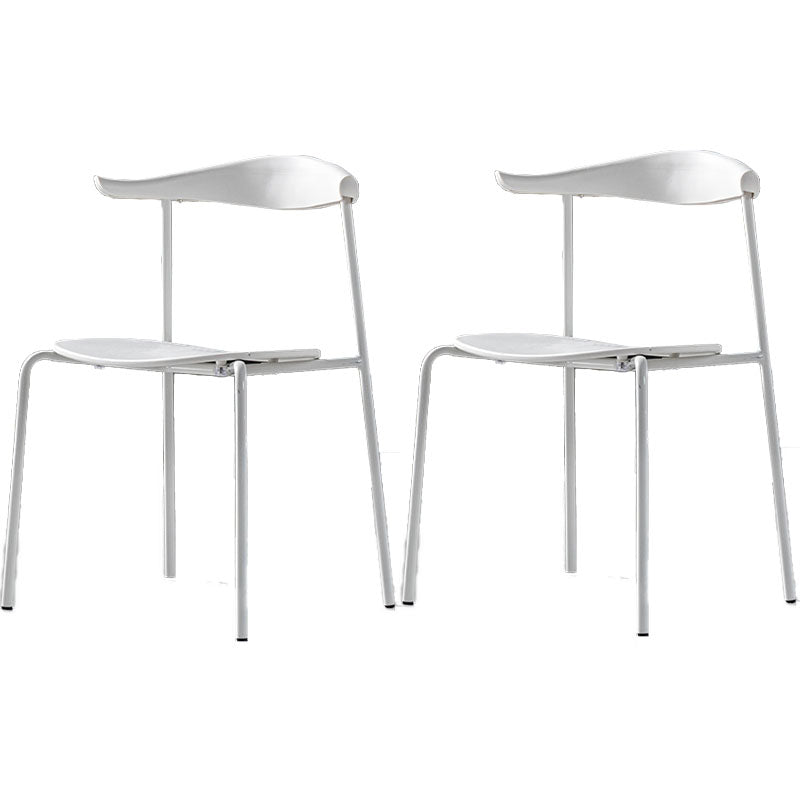 Contemporary Open Back Chair Dining Armless Side Chair with Metal Legs White 2 Piece Set Clearhalo ' kitchen&dining_furn' 'Dining Chairs' 'Dining Tables & Seating' 'dining_chair' 'furn' 'furn_dining_chair' 'Furniture' 'furniture_dining_chair' 'Kitchen & Dining Furniture' 'kitchen' 4577437