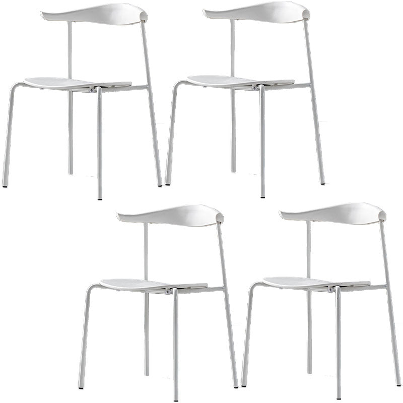 Contemporary Open Back Chair Dining Armless Side Chair with Metal Legs White 4 Piece Set Clearhalo ' kitchen&dining_furn' 'Dining Chairs' 'Dining Tables & Seating' 'dining_chair' 'furn' 'furn_dining_chair' 'Furniture' 'furniture_dining_chair' 'Kitchen & Dining Furniture' 'kitchen' 4577440