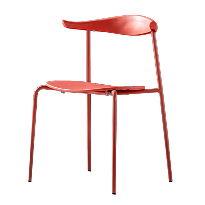 Contemporary Open Back Chair Dining Armless Side Chair with Metal Legs Red 1 Piece Clearhalo ' kitchen&dining_furn' 'Dining Chairs' 'Dining Tables & Seating' 'dining_chair' 'furn' 'furn_dining_chair' 'Furniture' 'furniture_dining_chair' 'Kitchen & Dining Furniture' 'kitchen' 4577442