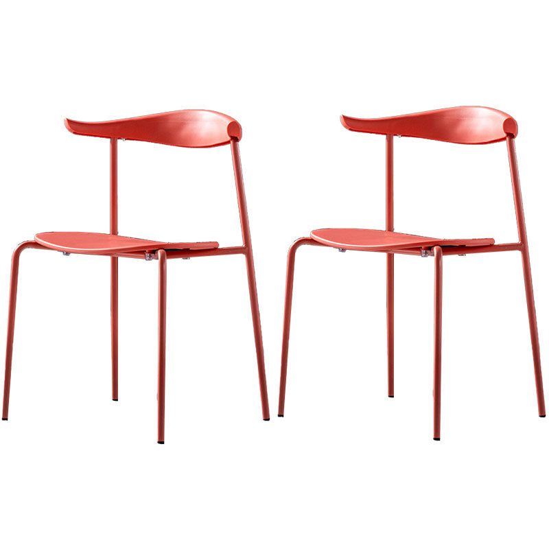 Contemporary Open Back Chair Dining Armless Side Chair with Metal Legs Red 2 Piece Set Clearhalo ' kitchen&dining_furn' 'Dining Chairs' 'Dining Tables & Seating' 'dining_chair' 'furn' 'furn_dining_chair' 'Furniture' 'furniture_dining_chair' 'Kitchen & Dining Furniture' 'kitchen' 4577444