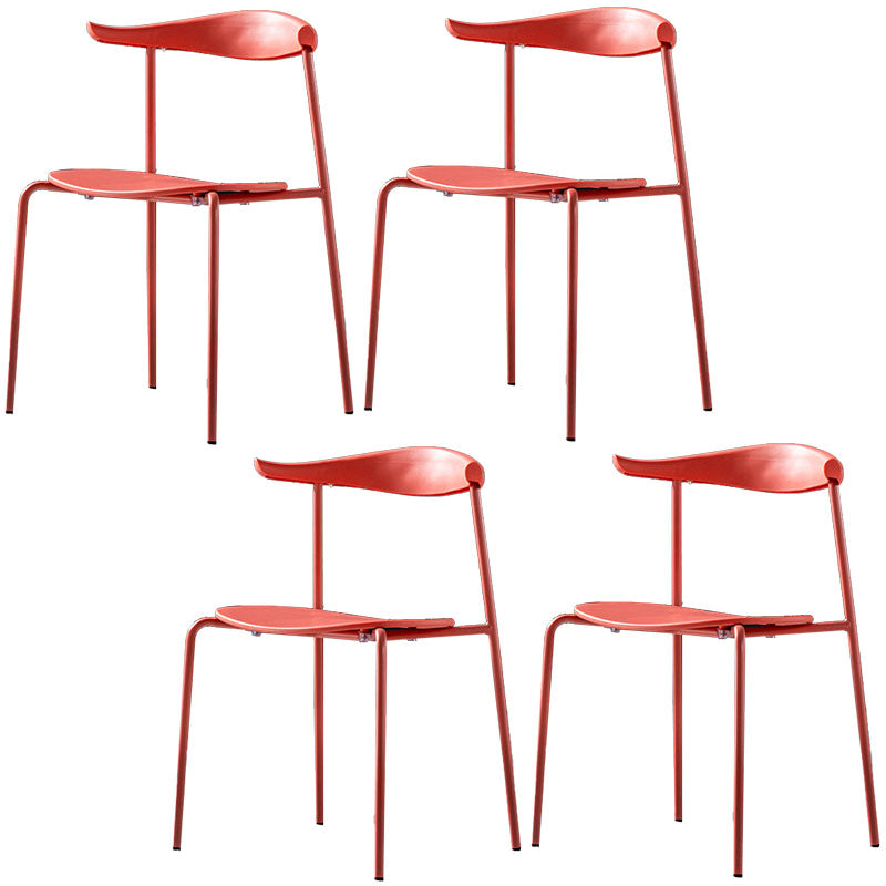 Contemporary Open Back Chair Dining Armless Side Chair with Metal Legs Red 4 Piece Set Clearhalo ' kitchen&dining_furn' 'Dining Chairs' 'Dining Tables & Seating' 'dining_chair' 'furn' 'furn_dining_chair' 'Furniture' 'furniture_dining_chair' 'Kitchen & Dining Furniture' 'kitchen' 4577446