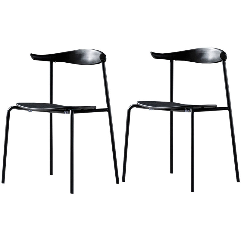 Contemporary Open Back Chair Dining Armless Side Chair with Metal Legs Black 2 Piece Set Clearhalo ' kitchen&dining_furn' 'Dining Chairs' 'Dining Tables & Seating' 'dining_chair' 'furn' 'furn_dining_chair' 'Furniture' 'furniture_dining_chair' 'Kitchen & Dining Furniture' 'kitchen' 4577450