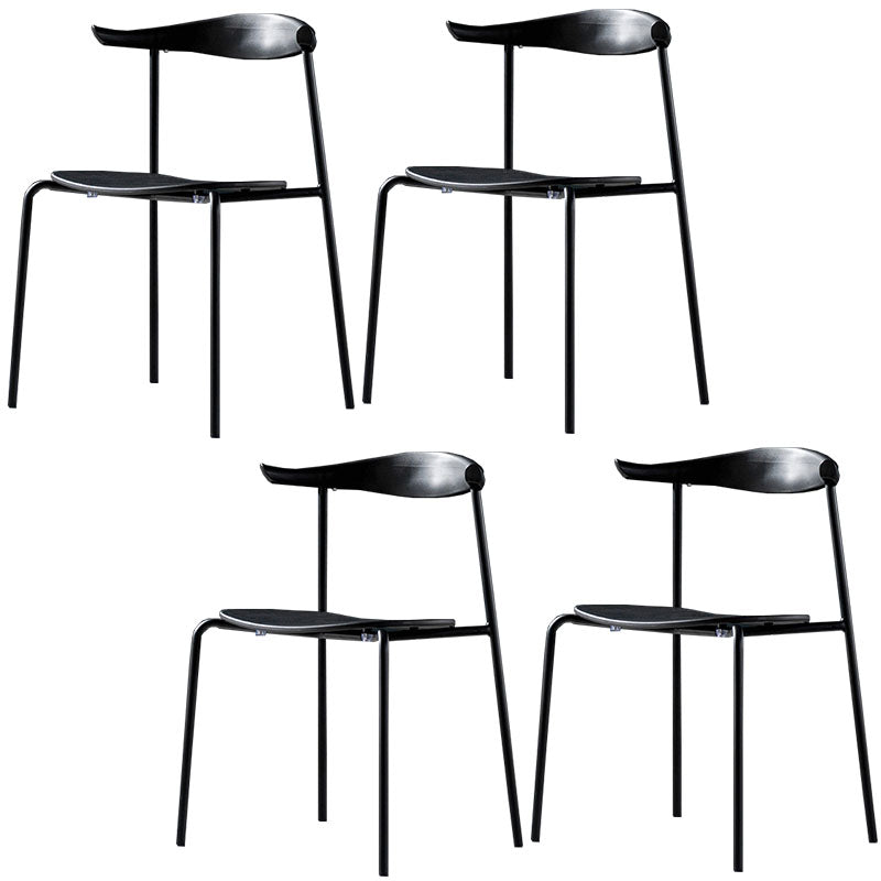 Contemporary Open Back Chair Dining Armless Side Chair with Metal Legs Black 4 Piece Set Clearhalo ' kitchen&dining_furn' 'Dining Chairs' 'Dining Tables & Seating' 'dining_chair' 'furn' 'furn_dining_chair' 'Furniture' 'furniture_dining_chair' 'Kitchen & Dining Furniture' 'kitchen' 4577451
