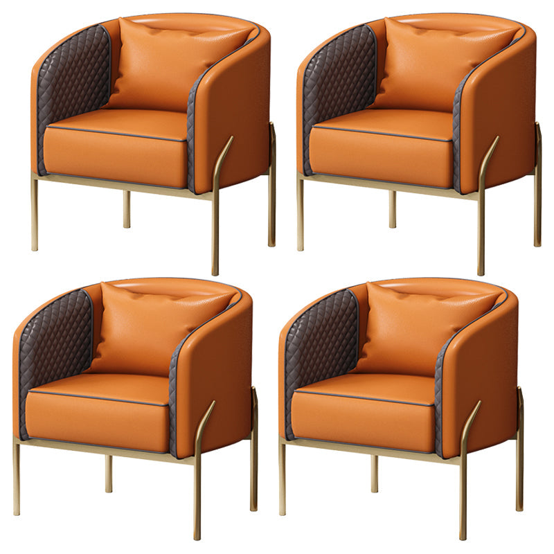 Glam Metal Armless Dining Chair Upholstered Dining Side Chair for Restaurant Use Orange 4 Piece Set Clearhalo ' kitchen&dining_furn' 'Dining Chairs' 'Dining Tables & Seating' 'dining_chair' 'furn' 'furn_dining_chair' 'Furniture' 'furniture_dining_chair' 'Kitchen & Dining Furniture' 'kitchen' 4577465