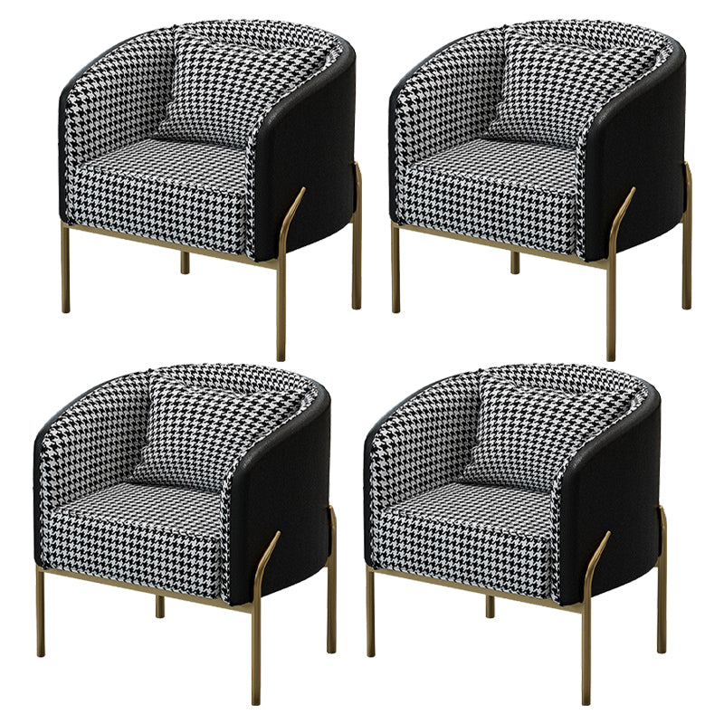 Glam Metal Armless Dining Chair Upholstered Dining Side Chair for Restaurant Use Black White 4 Piece Set Clearhalo ' kitchen&dining_furn' 'Dining Chairs' 'Dining Tables & Seating' 'dining_chair' 'furn' 'furn_dining_chair' 'Furniture' 'furniture_dining_chair' 'Kitchen & Dining Furniture' 'kitchen' 4577471