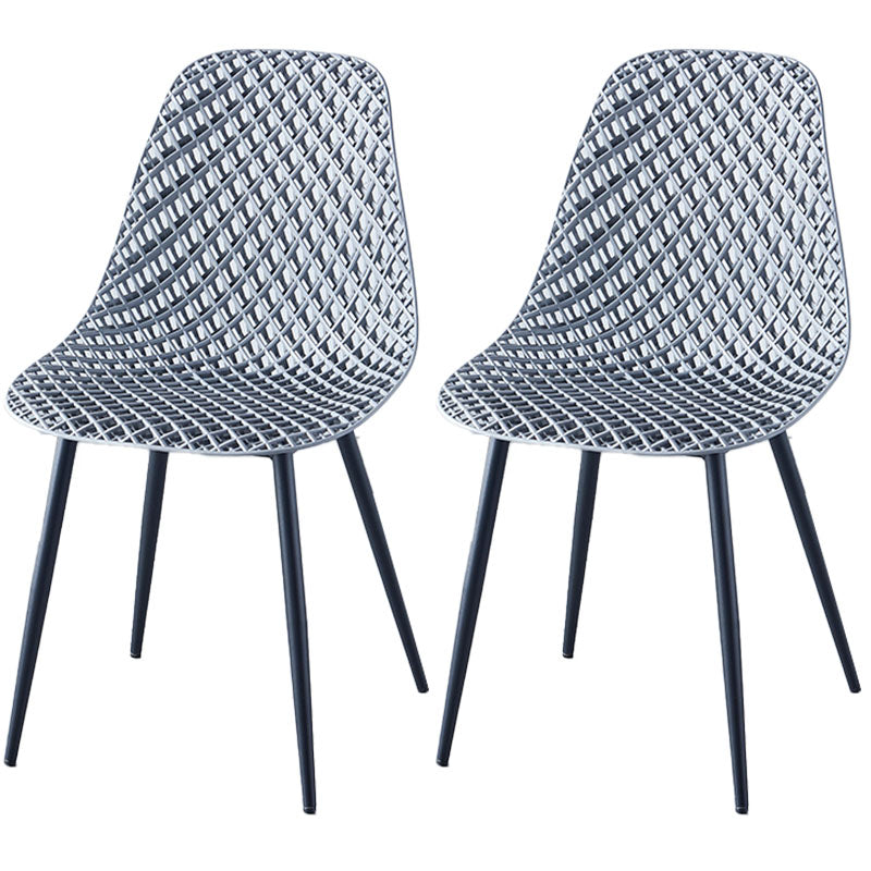 Contemporary Kitchen Chair Dining Armless Side Chair with Metal Legs Grey Set of 2 Clearhalo ' kitchen&dining_furn' 'Dining Chairs' 'Dining Tables & Seating' 'dining_chair' 'Furniture' 'furniture_dining_chair' 'Kitchen & Dining Furniture' 'kitchen' 4577497