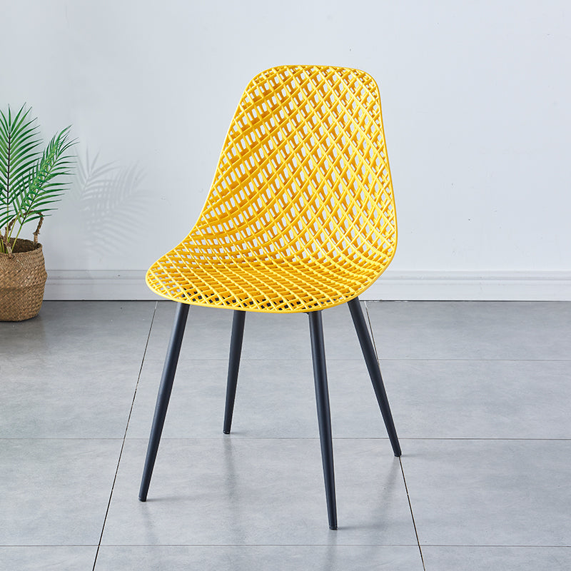 Contemporary Kitchen Chair Dining Armless Side Chair with Metal Legs Yellow 1 Piece Clearhalo ' kitchen&dining_furn' 'Dining Chairs' 'Dining Tables & Seating' 'dining_chair' 'Furniture' 'furniture_dining_chair' 'Kitchen & Dining Furniture' 'kitchen' 4577500