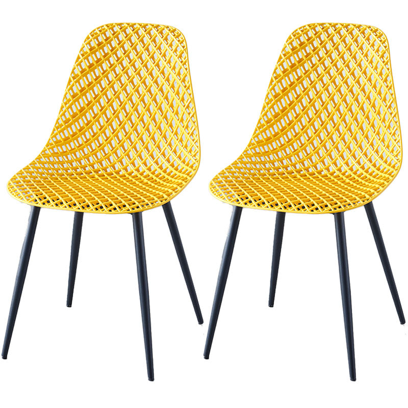 Contemporary Kitchen Chair Dining Armless Side Chair with Metal Legs Yellow Set of 2 Clearhalo ' kitchen&dining_furn' 'Dining Chairs' 'Dining Tables & Seating' 'dining_chair' 'Furniture' 'furniture_dining_chair' 'Kitchen & Dining Furniture' 'kitchen' 4577502