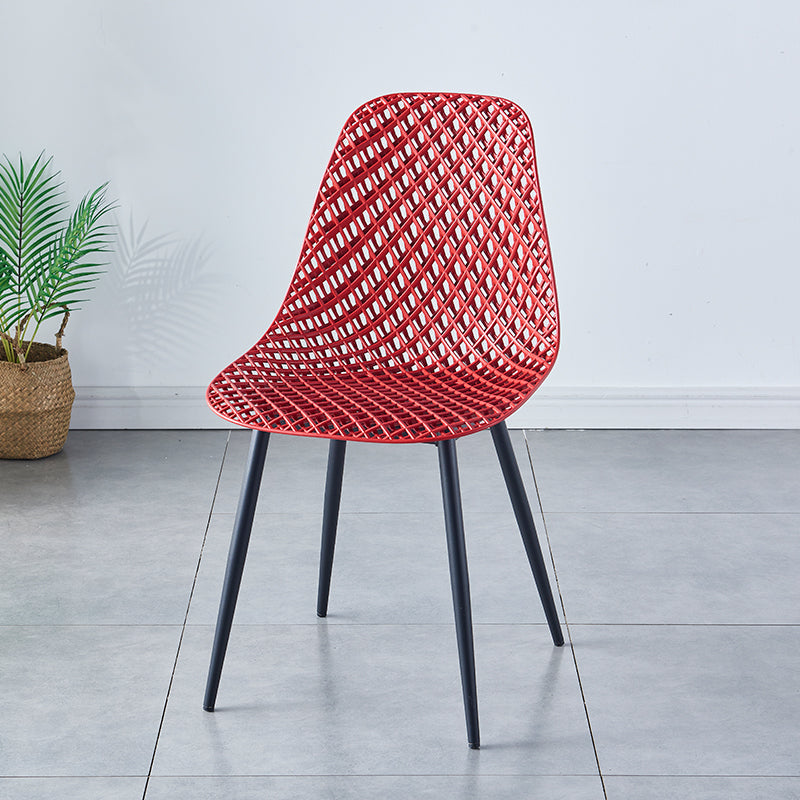 Contemporary Kitchen Chair Dining Armless Side Chair with Metal Legs Red 1 Piece Clearhalo ' kitchen&dining_furn' 'Dining Chairs' 'Dining Tables & Seating' 'dining_chair' 'Furniture' 'furniture_dining_chair' 'Kitchen & Dining Furniture' 'kitchen' 4577506
