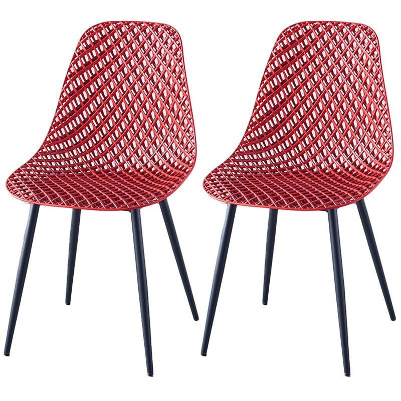 Contemporary Kitchen Chair Dining Armless Side Chair with Metal Legs Red Set of 2 Clearhalo ' kitchen&dining_furn' 'Dining Chairs' 'Dining Tables & Seating' 'dining_chair' 'Furniture' 'furniture_dining_chair' 'Kitchen & Dining Furniture' 'kitchen' 4577508