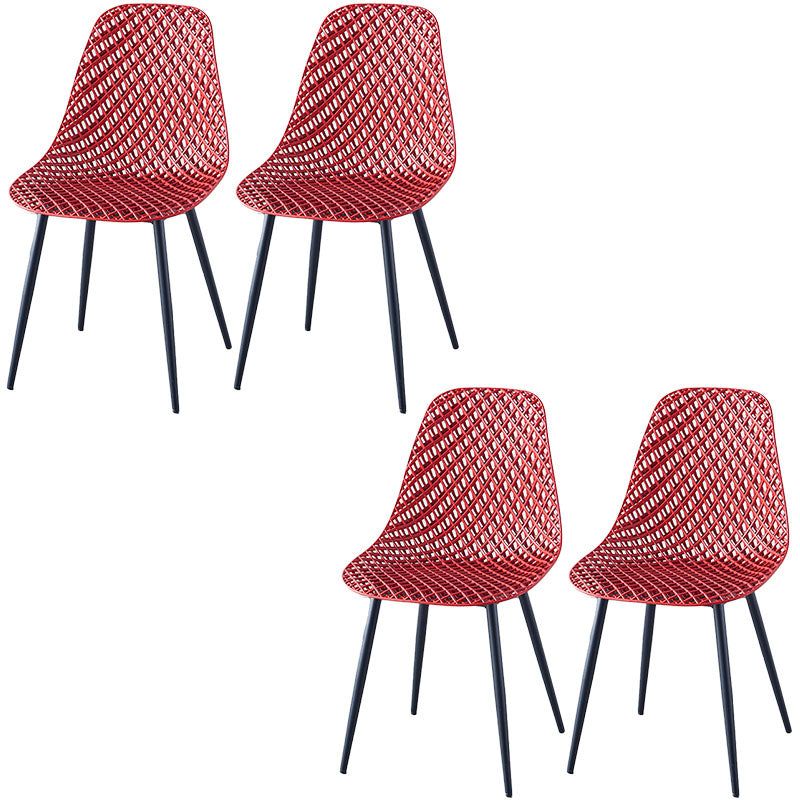Contemporary Kitchen Chair Dining Armless Side Chair with Metal Legs Red Set of 4 Clearhalo ' kitchen&dining_furn' 'Dining Chairs' 'Dining Tables & Seating' 'dining_chair' 'Furniture' 'furniture_dining_chair' 'Kitchen & Dining Furniture' 'kitchen' 4577511