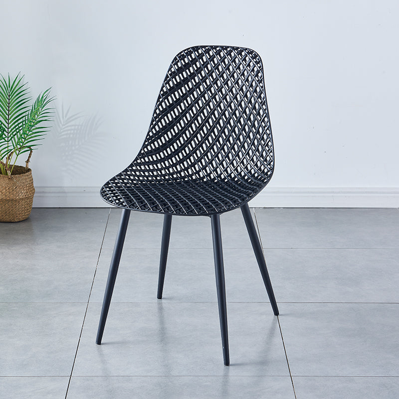 Contemporary Kitchen Chair Dining Armless Side Chair with Metal Legs Black 1 Piece Clearhalo ' kitchen&dining_furn' 'Dining Chairs' 'Dining Tables & Seating' 'dining_chair' 'Furniture' 'furniture_dining_chair' 'Kitchen & Dining Furniture' 'kitchen' 4577512