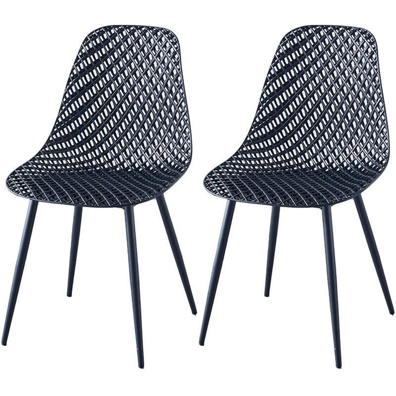 Contemporary Kitchen Chair Dining Armless Side Chair with Metal Legs Black Set of 2 Clearhalo ' kitchen&dining_furn' 'Dining Chairs' 'Dining Tables & Seating' 'dining_chair' 'Furniture' 'furniture_dining_chair' 'Kitchen & Dining Furniture' 'kitchen' 4577513