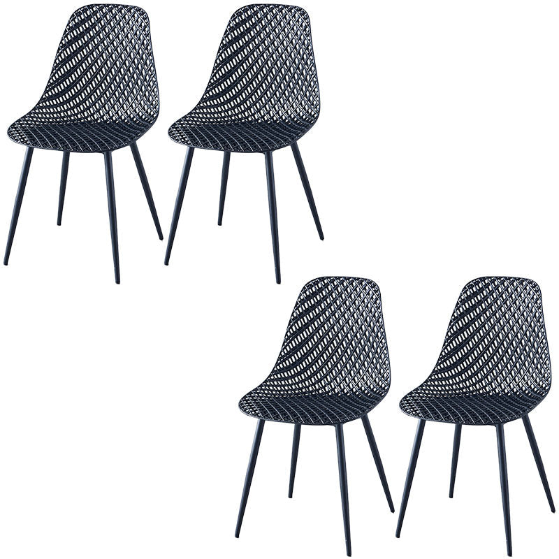 Contemporary Kitchen Chair Dining Armless Side Chair with Metal Legs Black Set of 4 Clearhalo ' kitchen&dining_furn' 'Dining Chairs' 'Dining Tables & Seating' 'dining_chair' 'Furniture' 'furniture_dining_chair' 'Kitchen & Dining Furniture' 'kitchen' 4577514