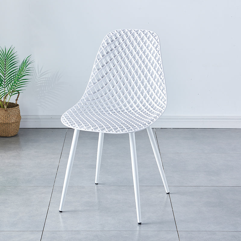 Contemporary Kitchen Chair Dining Armless Side Chair with Metal Legs White 1 Piece Clearhalo ' kitchen&dining_furn' 'Dining Chairs' 'Dining Tables & Seating' 'dining_chair' 'Furniture' 'furniture_dining_chair' 'Kitchen & Dining Furniture' 'kitchen' 4577515