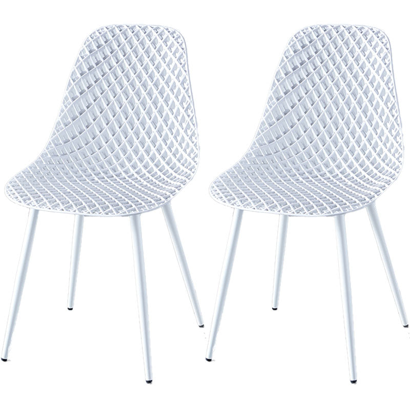 Contemporary Kitchen Chair Dining Armless Side Chair with Metal Legs White Set of 2 Clearhalo ' kitchen&dining_furn' 'Dining Chairs' 'Dining Tables & Seating' 'dining_chair' 'Furniture' 'furniture_dining_chair' 'Kitchen & Dining Furniture' 'kitchen' 4577516