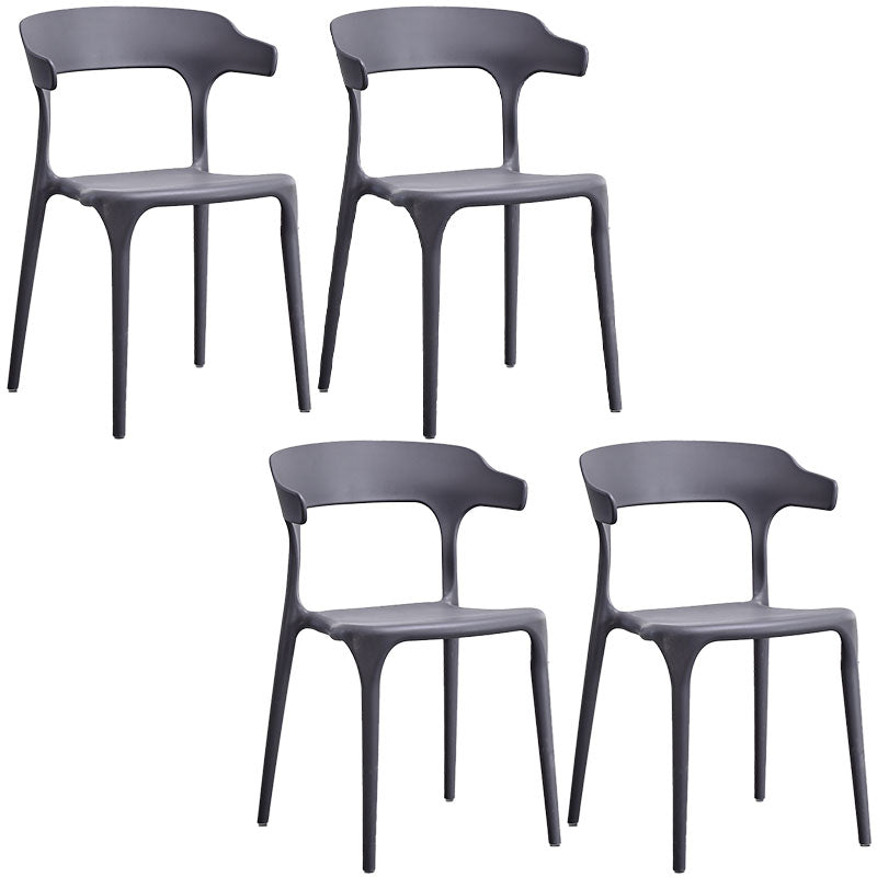 Contemporary Kitchen Chair Dining Armless Side Chair with Plastic Legs Grey 4 Piece Set Clearhalo ' kitchen&dining_furn' 'Dining Chairs' 'Dining Tables & Seating' 'dining_chair' 'furn' 'furn_dining_chair' 'Furniture' 'furniture_dining_chair' 'Kitchen & Dining Furniture' 'kitchen' 4577523