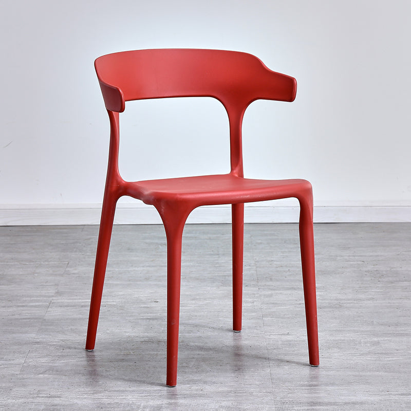 Contemporary Kitchen Chair Dining Armless Side Chair with Plastic Legs Red 1 Piece Clearhalo ' kitchen&dining_furn' 'Dining Chairs' 'Dining Tables & Seating' 'dining_chair' 'furn' 'furn_dining_chair' 'Furniture' 'furniture_dining_chair' 'Kitchen & Dining Furniture' 'kitchen' 4577525