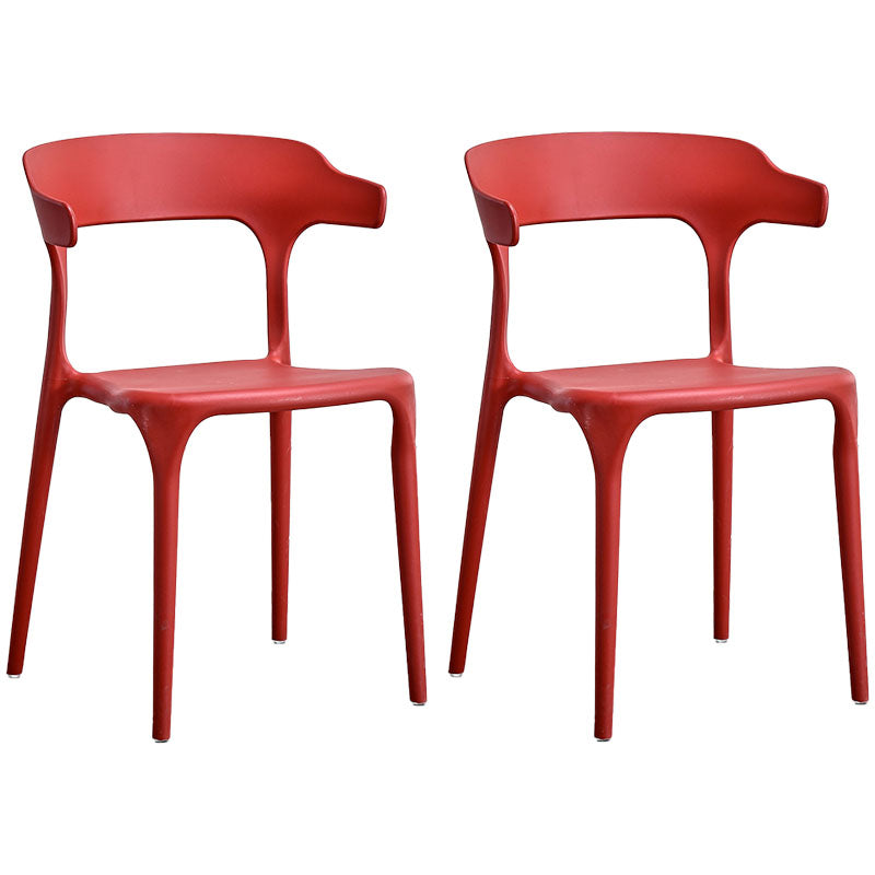 Contemporary Kitchen Chair Dining Armless Side Chair with Plastic Legs Red 2 Piece Set Clearhalo ' kitchen&dining_furn' 'Dining Chairs' 'Dining Tables & Seating' 'dining_chair' 'furn' 'furn_dining_chair' 'Furniture' 'furniture_dining_chair' 'Kitchen & Dining Furniture' 'kitchen' 4577527