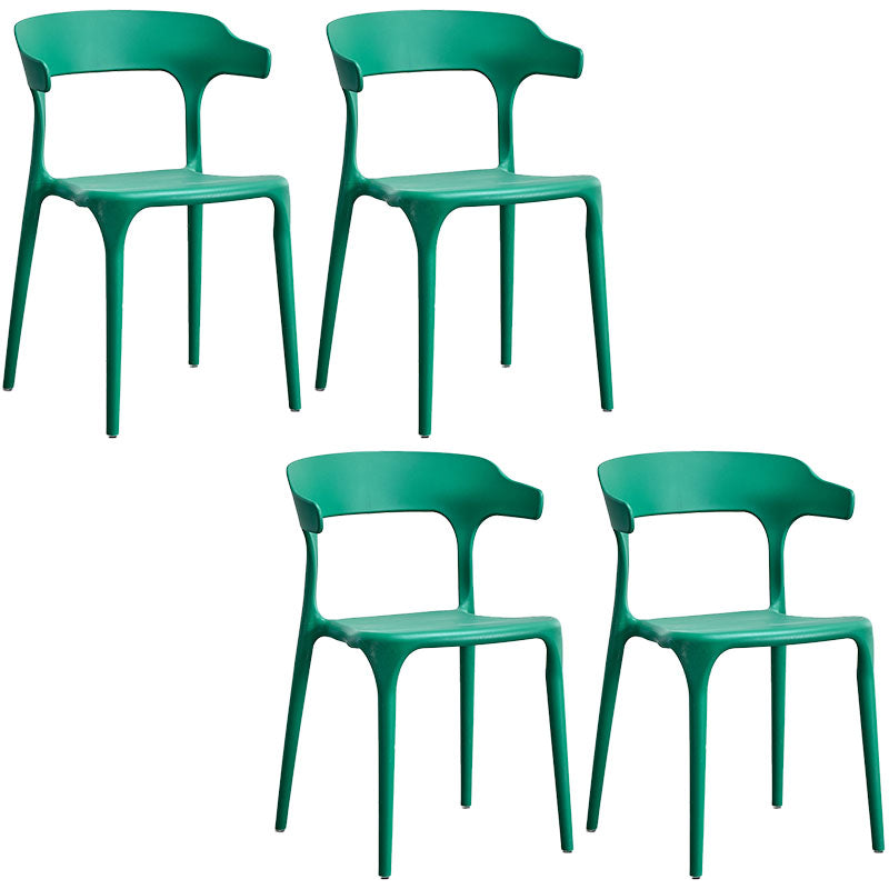 Contemporary Kitchen Chair Dining Armless Side Chair with Plastic Legs Green 4 Piece Set Clearhalo ' kitchen&dining_furn' 'Dining Chairs' 'Dining Tables & Seating' 'dining_chair' 'furn' 'furn_dining_chair' 'Furniture' 'furniture_dining_chair' 'Kitchen & Dining Furniture' 'kitchen' 4577545