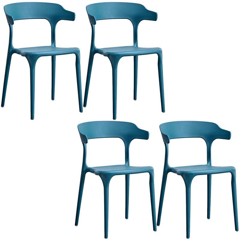 Contemporary Kitchen Chair Dining Armless Side Chair with Plastic Legs Peacock Blue 4 Piece Set Clearhalo ' kitchen&dining_furn' 'Dining Chairs' 'Dining Tables & Seating' 'dining_chair' 'furn' 'furn_dining_chair' 'Furniture' 'furniture_dining_chair' 'Kitchen & Dining Furniture' 'kitchen' 4577548