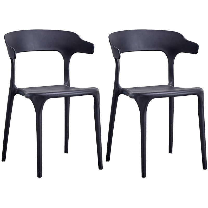 Contemporary Kitchen Chair Dining Armless Side Chair with Plastic Legs Black 2 Piece Set Clearhalo ' kitchen&dining_furn' 'Dining Chairs' 'Dining Tables & Seating' 'dining_chair' 'furn' 'furn_dining_chair' 'Furniture' 'furniture_dining_chair' 'Kitchen & Dining Furniture' 'kitchen' 4577553