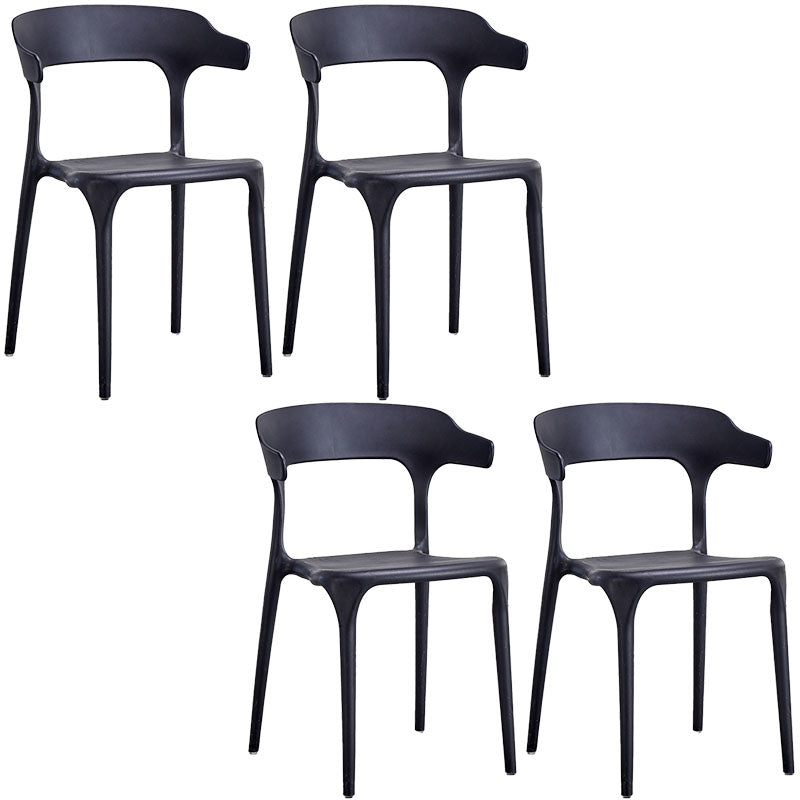 Contemporary Kitchen Chair Dining Armless Side Chair with Plastic Legs Black 4 Piece Set Clearhalo ' kitchen&dining_furn' 'Dining Chairs' 'Dining Tables & Seating' 'dining_chair' 'furn' 'furn_dining_chair' 'Furniture' 'furniture_dining_chair' 'Kitchen & Dining Furniture' 'kitchen' 4577554