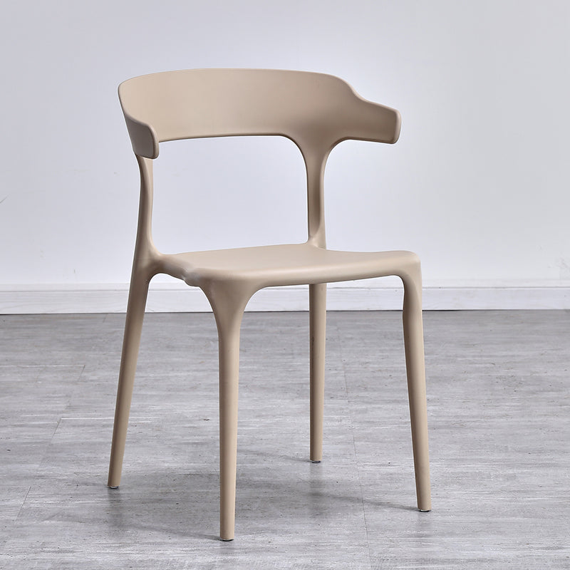 Contemporary Kitchen Chair Dining Armless Side Chair with Plastic Legs Khaki 1 Piece Clearhalo ' kitchen&dining_furn' 'Dining Chairs' 'Dining Tables & Seating' 'dining_chair' 'furn' 'furn_dining_chair' 'Furniture' 'furniture_dining_chair' 'Kitchen & Dining Furniture' 'kitchen' 4577555
