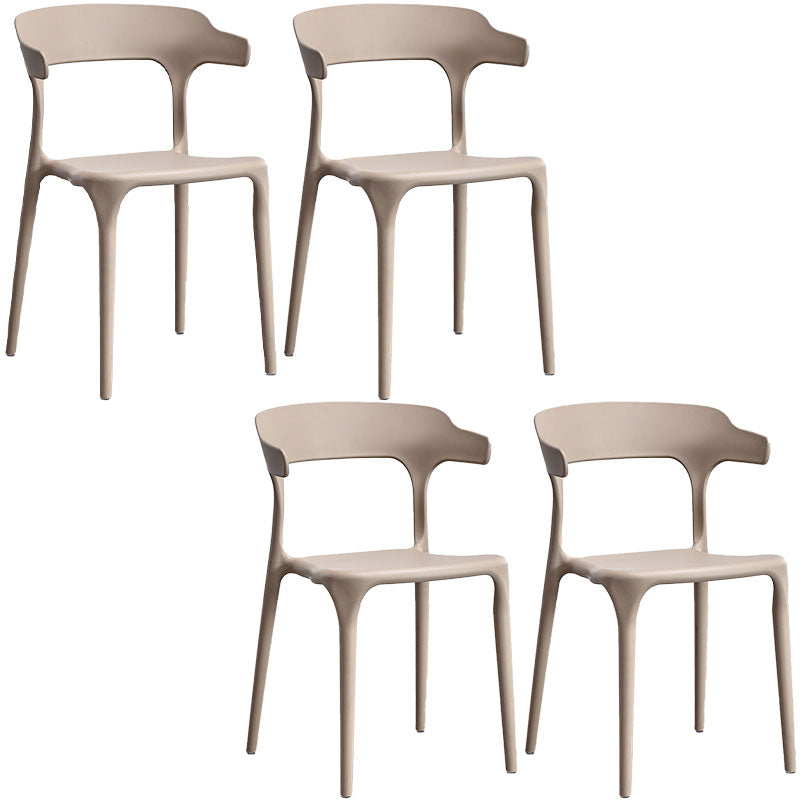 Contemporary Kitchen Chair Dining Armless Side Chair with Plastic Legs Khaki 4 Piece Set Clearhalo ' kitchen&dining_furn' 'Dining Chairs' 'Dining Tables & Seating' 'dining_chair' 'furn' 'furn_dining_chair' 'Furniture' 'furniture_dining_chair' 'Kitchen & Dining Furniture' 'kitchen' 4577557