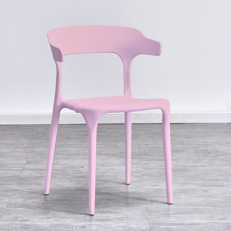 Contemporary Kitchen Chair Dining Armless Side Chair with Plastic Legs Pink 1 Piece Clearhalo ' kitchen&dining_furn' 'Dining Chairs' 'Dining Tables & Seating' 'dining_chair' 'furn' 'furn_dining_chair' 'Furniture' 'furniture_dining_chair' 'Kitchen & Dining Furniture' 'kitchen' 4577558