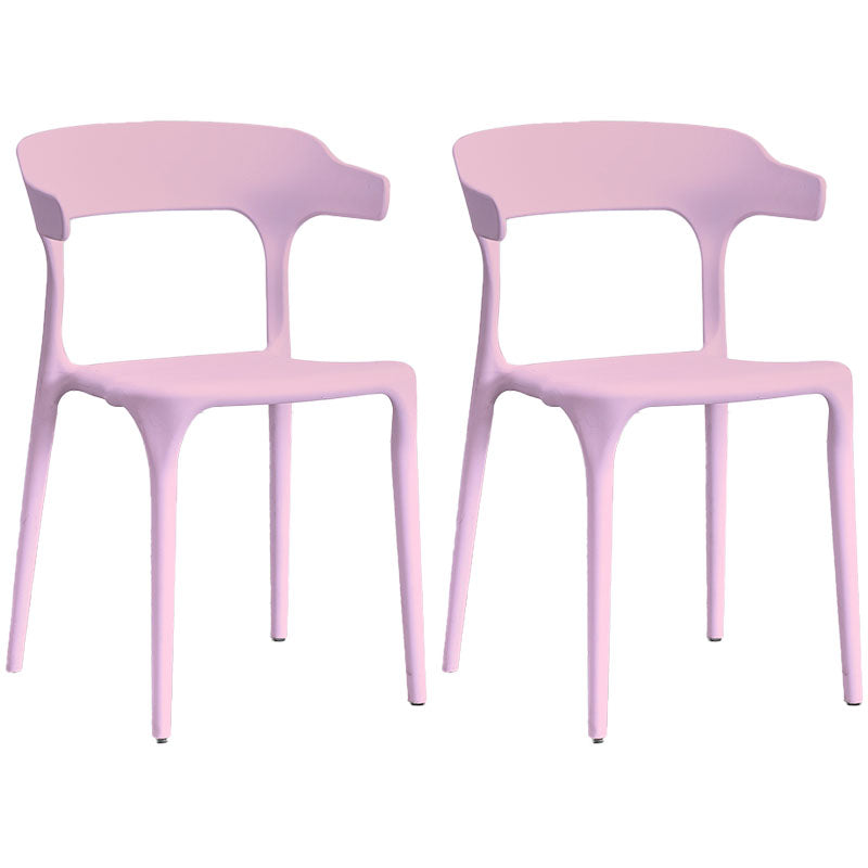 Contemporary Kitchen Chair Dining Armless Side Chair with Plastic Legs Pink 2 Piece Set Clearhalo ' kitchen&dining_furn' 'Dining Chairs' 'Dining Tables & Seating' 'dining_chair' 'furn' 'furn_dining_chair' 'Furniture' 'furniture_dining_chair' 'Kitchen & Dining Furniture' 'kitchen' 4577559