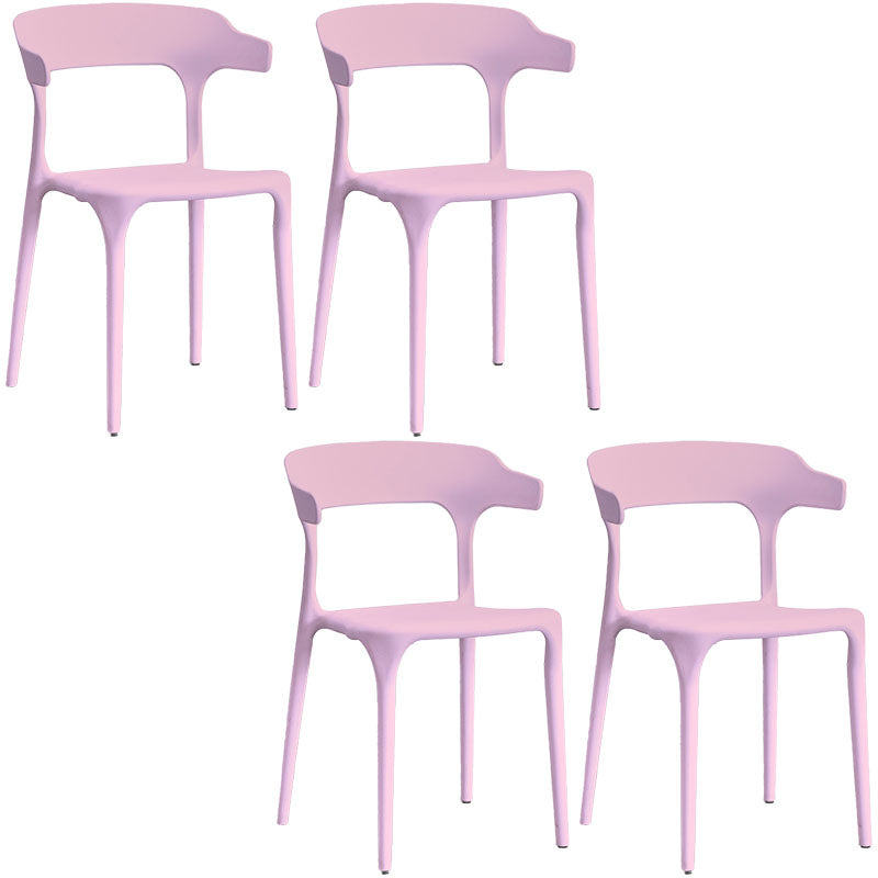 Contemporary Kitchen Chair Dining Armless Side Chair with Plastic Legs Pink 4 Piece Set Clearhalo ' kitchen&dining_furn' 'Dining Chairs' 'Dining Tables & Seating' 'dining_chair' 'furn' 'furn_dining_chair' 'Furniture' 'furniture_dining_chair' 'Kitchen & Dining Furniture' 'kitchen' 4577560