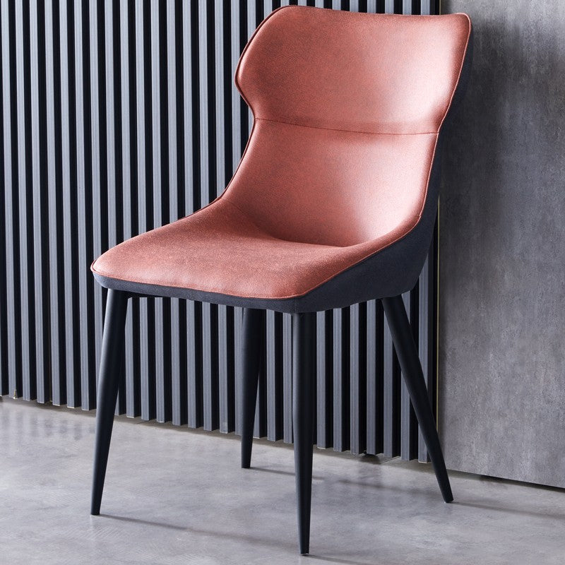 Contemporary Kitchen Chairs Dining Arm Side Chair with Metal Legs Orange Red 1 Piece Clearhalo ' kitchen&dining_furn' 'Dining Chairs' 'Dining Tables & Seating' 'dining_chair' 'furn' 'furn_dining_chair' 'Furniture' 'furniture_dining_chair' 'Kitchen & Dining Furniture' 'kitchen' 4577587
