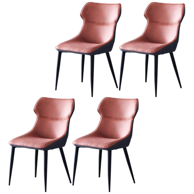 Contemporary Kitchen Chairs Dining Arm Side Chair with Metal Legs Orange Red 4 Piece Set Clearhalo ' kitchen&dining_furn' 'Dining Chairs' 'Dining Tables & Seating' 'dining_chair' 'furn' 'furn_dining_chair' 'Furniture' 'furniture_dining_chair' 'Kitchen & Dining Furniture' 'kitchen' 4577590