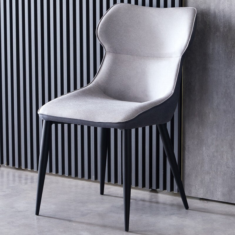 Contemporary Kitchen Chairs Dining Arm Side Chair with Metal Legs Gray-White 1 Piece Clearhalo ' kitchen&dining_furn' 'Dining Chairs' 'Dining Tables & Seating' 'dining_chair' 'furn' 'furn_dining_chair' 'Furniture' 'furniture_dining_chair' 'Kitchen & Dining Furniture' 'kitchen' 4577592