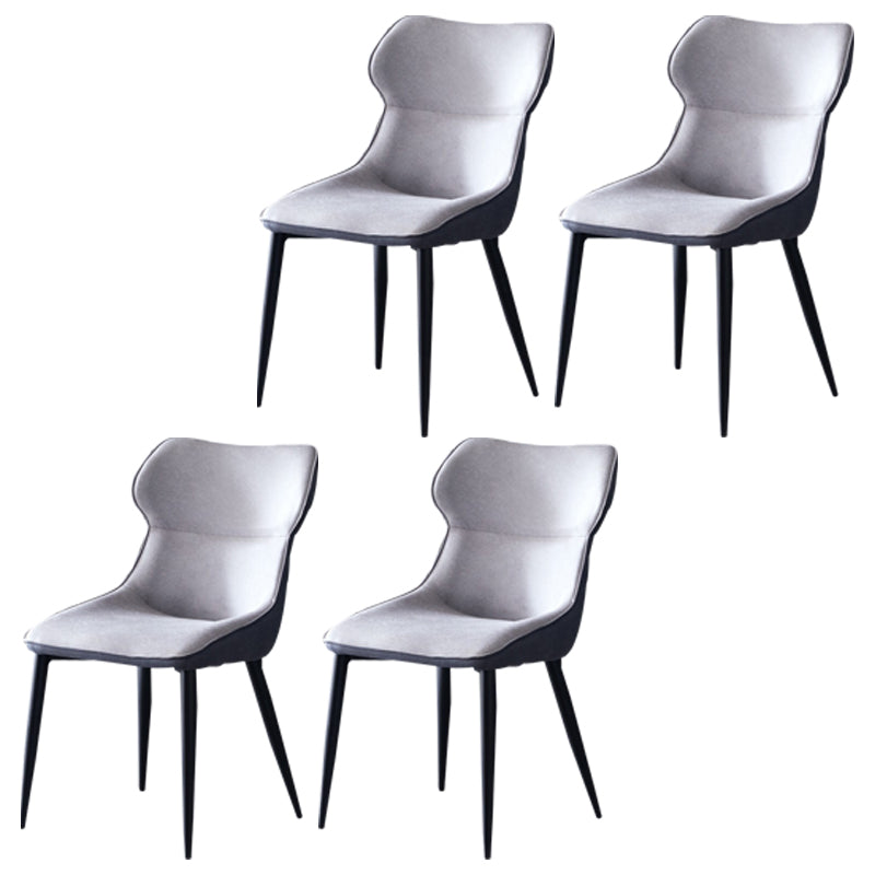 Contemporary Kitchen Chairs Dining Arm Side Chair with Metal Legs Gray-White 4 Piece Set Clearhalo ' kitchen&dining_furn' 'Dining Chairs' 'Dining Tables & Seating' 'dining_chair' 'furn' 'furn_dining_chair' 'Furniture' 'furniture_dining_chair' 'Kitchen & Dining Furniture' 'kitchen' 4577597