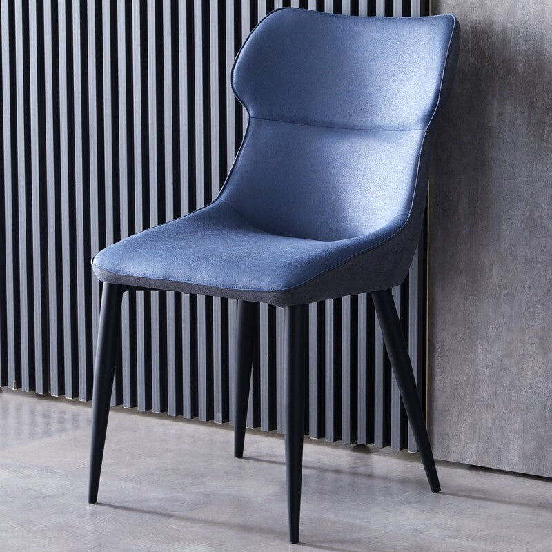 Contemporary Kitchen Chairs Dining Arm Side Chair with Metal Legs Dark Blue 1 Piece Clearhalo ' kitchen&dining_furn' 'Dining Chairs' 'Dining Tables & Seating' 'dining_chair' 'furn' 'furn_dining_chair' 'Furniture' 'furniture_dining_chair' 'Kitchen & Dining Furniture' 'kitchen' 4577598