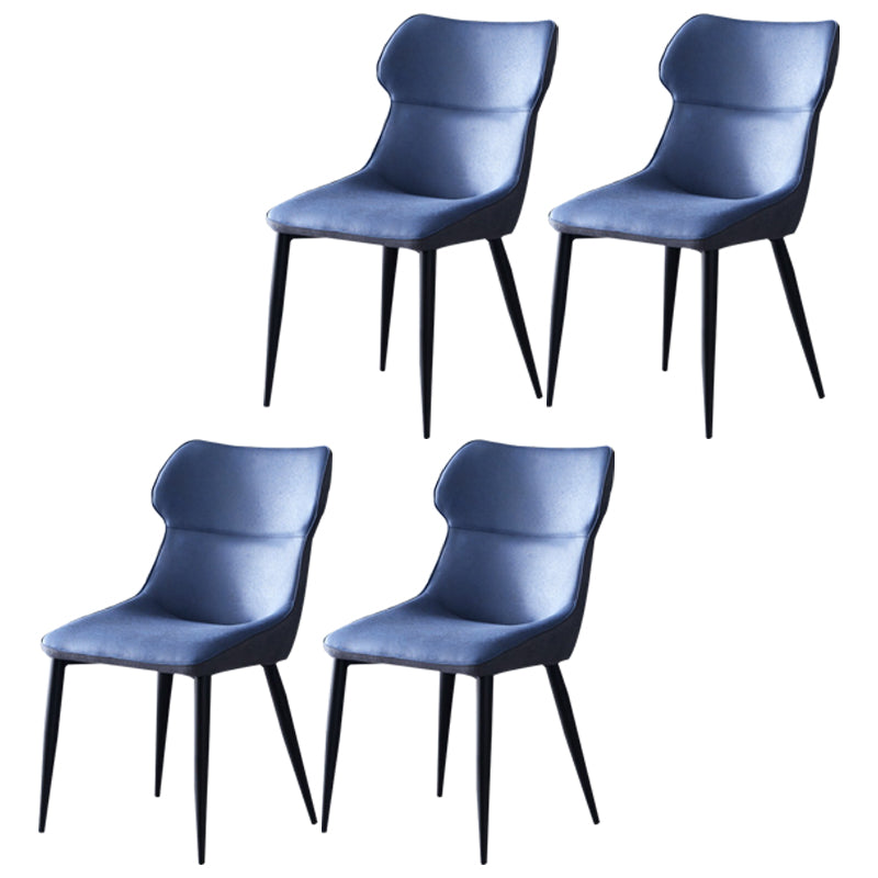 Contemporary Kitchen Chairs Dining Arm Side Chair with Metal Legs Dark Blue 4 Piece Set Clearhalo ' kitchen&dining_furn' 'Dining Chairs' 'Dining Tables & Seating' 'dining_chair' 'furn' 'furn_dining_chair' 'Furniture' 'furniture_dining_chair' 'Kitchen & Dining Furniture' 'kitchen' 4577602