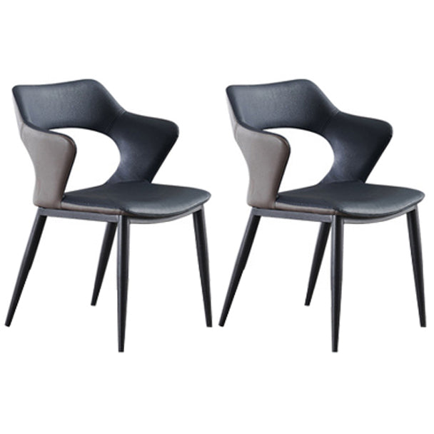 Contemporary Kitchen Chairs Dining Open Back Arm Side Chairs with Metal Legs Navy 2 Piece Set Clearhalo ' kitchen&dining_furn' 'Dining Chairs' 'Dining Tables & Seating' 'dining_chair' 'furn' 'furn_dining_chair' 'Furniture' 'furniture_dining_chair' 'Kitchen & Dining Furniture' 'kitchen' 4577607