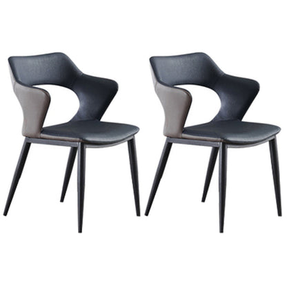 Contemporary Kitchen Chairs Dining Open Back Arm Side Chairs with Metal Legs Navy 2 Piece Set Clearhalo ' kitchen&dining_furn' 'Dining Chairs' 'Dining Tables & Seating' 'dining_chair' 'furn' 'furn_dining_chair' 'Furniture' 'furniture_dining_chair' 'Kitchen & Dining Furniture' 'kitchen' 4577607