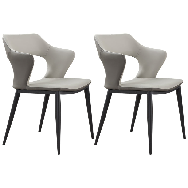 Contemporary Kitchen Chairs Dining Open Back Arm Side Chairs with Metal Legs Cream Gray 2 Piece Set Clearhalo ' kitchen&dining_furn' 'Dining Chairs' 'Dining Tables & Seating' 'dining_chair' 'furn' 'furn_dining_chair' 'Furniture' 'furniture_dining_chair' 'Kitchen & Dining Furniture' 'kitchen' 4577609
