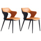 Contemporary Kitchen Chairs Dining Open Back Arm Side Chairs with Metal Legs Orange 2 Piece Set Clearhalo ' kitchen&dining_furn' 'Dining Chairs' 'Dining Tables & Seating' 'dining_chair' 'furn' 'furn_dining_chair' 'Furniture' 'furniture_dining_chair' 'Kitchen & Dining Furniture' 'kitchen' 4577613