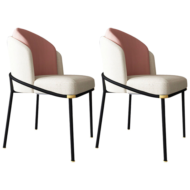 Contemporary Kitchen Chair Armless Side Chair with Metal Legs Pink 2 Piece Set Clearhalo ' kitchen&dining_furn' 'Dining Chairs' 'Dining Tables & Seating' 'dining_chair' 'furn' 'furn_dining_chair' 'Furniture' 'furniture_dining_chair' 'Kitchen & Dining Furniture' 'kitchen' 4577660