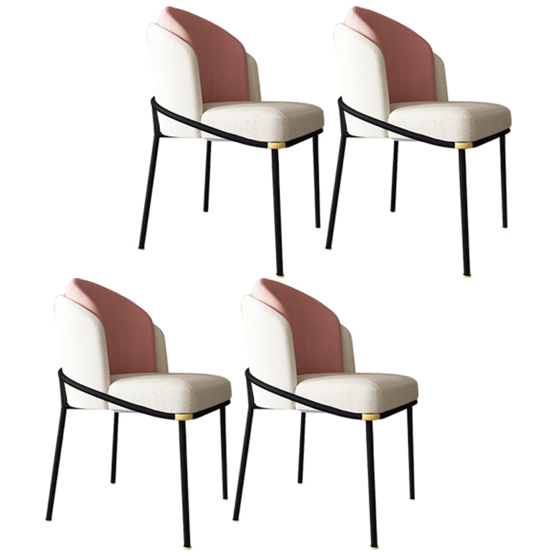 Contemporary Kitchen Chair Armless Side Chair with Metal Legs Pink 4 Piece Set Clearhalo ' kitchen&dining_furn' 'Dining Chairs' 'Dining Tables & Seating' 'dining_chair' 'furn' 'furn_dining_chair' 'Furniture' 'furniture_dining_chair' 'Kitchen & Dining Furniture' 'kitchen' 4577663