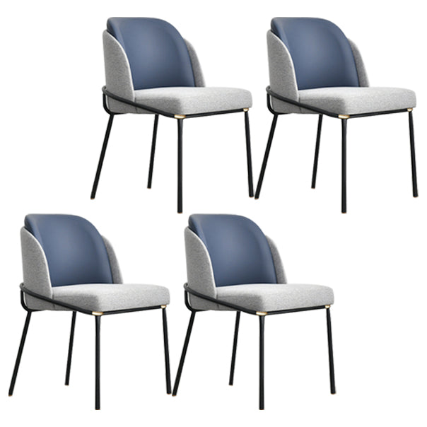 Contemporary Kitchen Chair Armless Side Chair with Metal Legs Blue 4 Piece Set Clearhalo ' kitchen&dining_furn' 'Dining Chairs' 'Dining Tables & Seating' 'dining_chair' 'furn' 'furn_dining_chair' 'Furniture' 'furniture_dining_chair' 'Kitchen & Dining Furniture' 'kitchen' 4577668