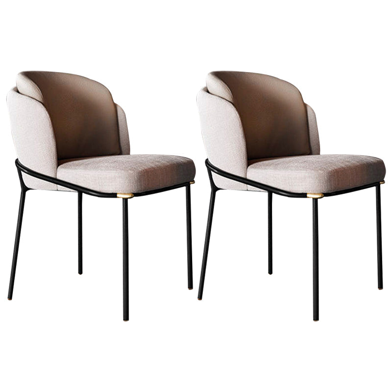 Contemporary Kitchen Chair Armless Side Chair with Metal Legs Khaki 2 Piece Set Clearhalo ' kitchen&dining_furn' 'Dining Chairs' 'Dining Tables & Seating' 'dining_chair' 'furn' 'furn_dining_chair' 'Furniture' 'furniture_dining_chair' 'Kitchen & Dining Furniture' 'kitchen' 4577671