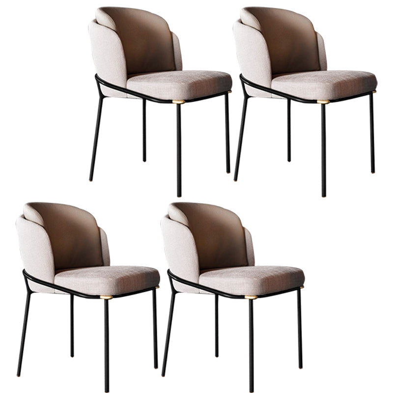 Contemporary Kitchen Chair Armless Side Chair with Metal Legs Khaki 4 Piece Set Clearhalo ' kitchen&dining_furn' 'Dining Chairs' 'Dining Tables & Seating' 'dining_chair' 'furn' 'furn_dining_chair' 'Furniture' 'furniture_dining_chair' 'Kitchen & Dining Furniture' 'kitchen' 4577672