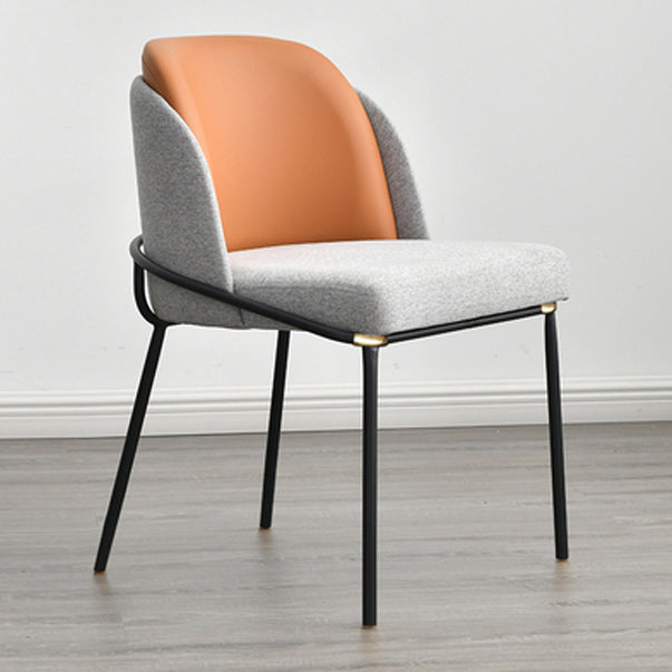 Contemporary Kitchen Chair Armless Side Chair with Metal Legs Yellow-Brown 1 Piece Clearhalo ' kitchen&dining_furn' 'Dining Chairs' 'Dining Tables & Seating' 'dining_chair' 'furn' 'furn_dining_chair' 'Furniture' 'furniture_dining_chair' 'Kitchen & Dining Furniture' 'kitchen' 4577673